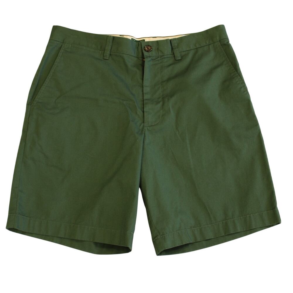 J.CREW Men's SZ 32 9" inseam Green Portsider Flat Front Shorts Very Good